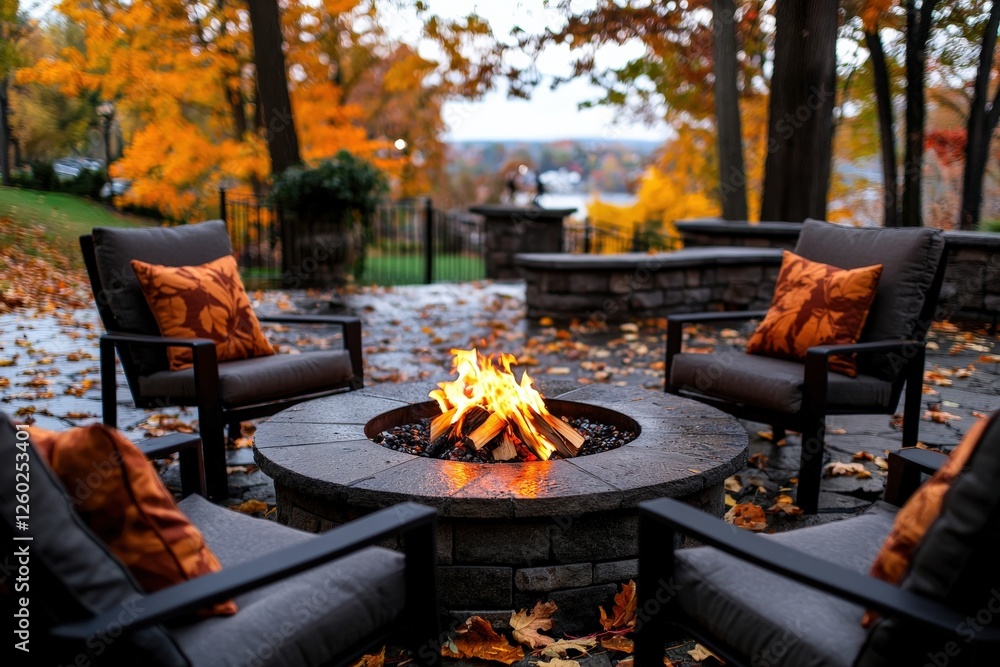 Fall colors and fire pit